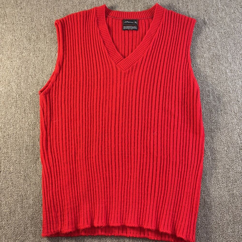 Vintage JC penny Men’s Acrylic Vest XL Red